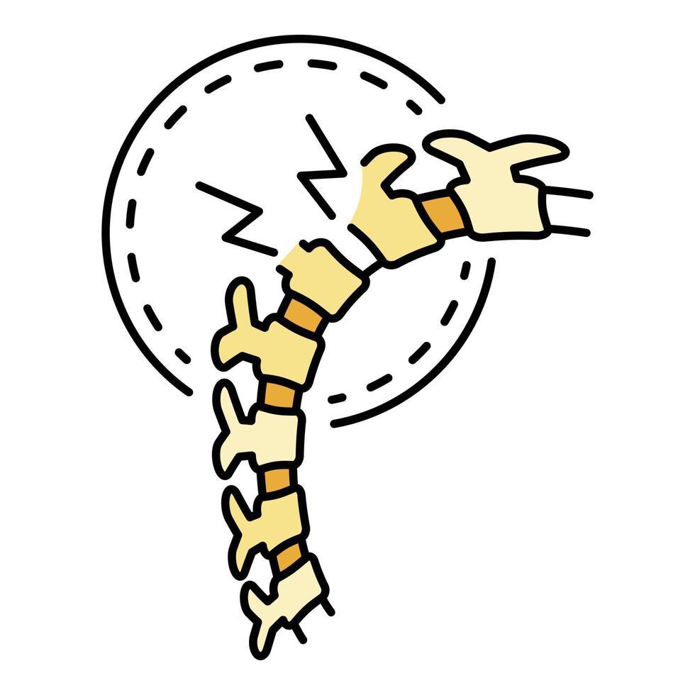 Cracked colonna vertebrale icona colore schema vettore