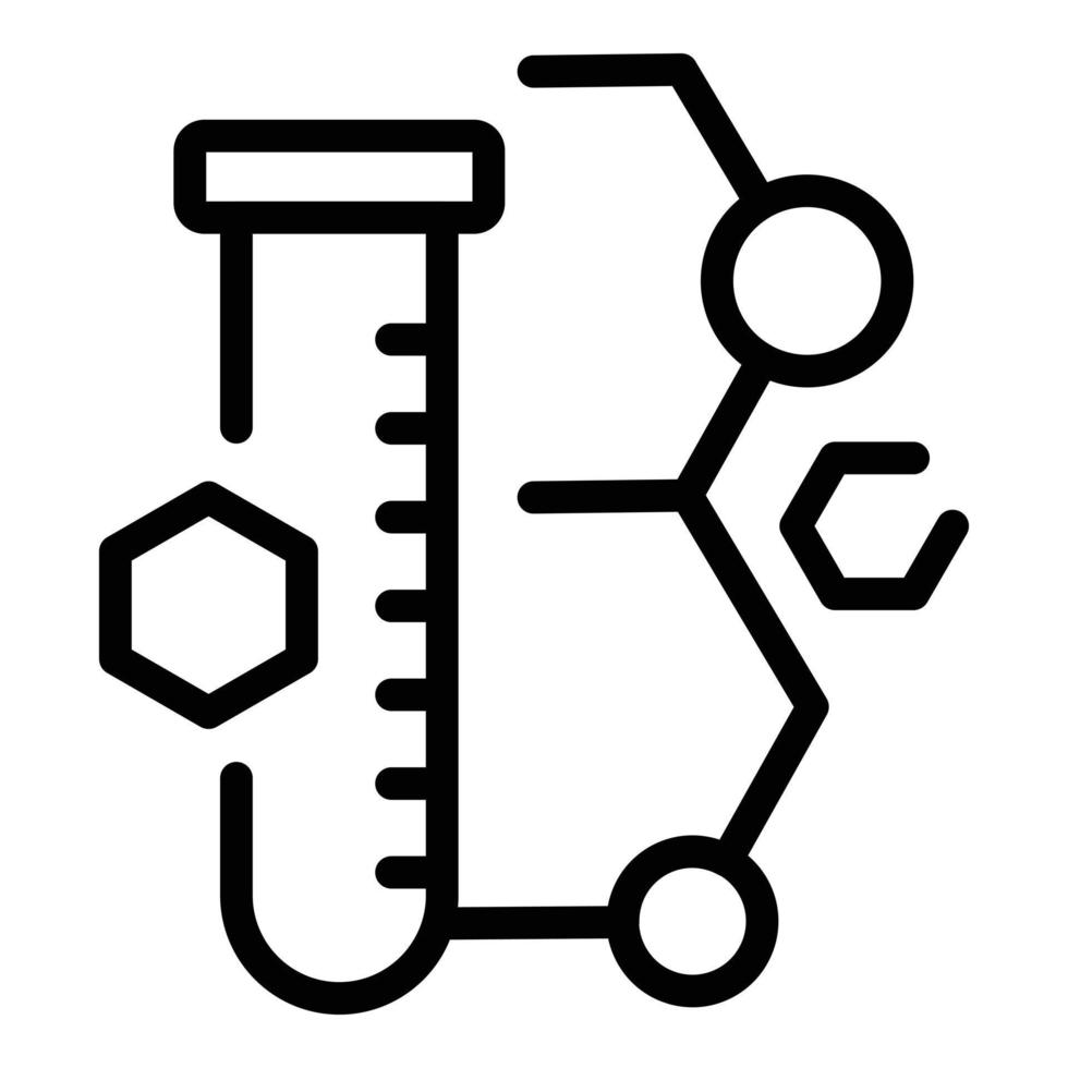 tubo e molecole icona, schema stile vettore