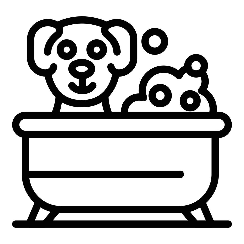 toelettatore cane nel vasca da bagno icona, schema stile vettore
