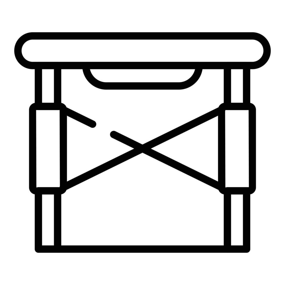 metallo pieghevole sedia icona schema vettore. campo portatile vettore