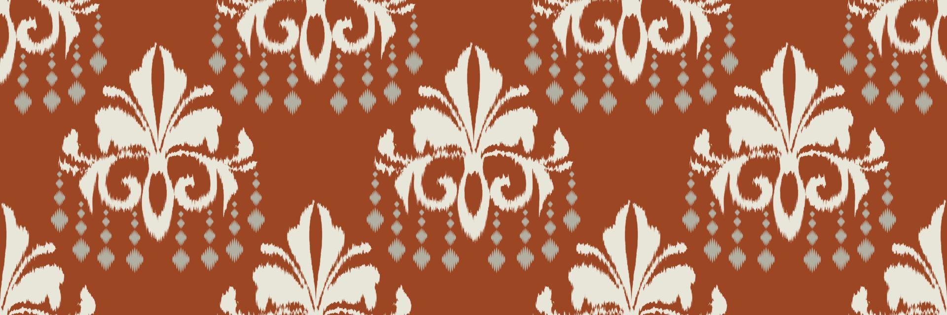 ikat damasco scandinavo ricamo, ikat senza soluzione di continuità tribale astratto, etnico Natività digitale tessile asiatico design antico arte per stampe tessuto saree Mughal andane struttura Kurti kurtis kurtas vettore