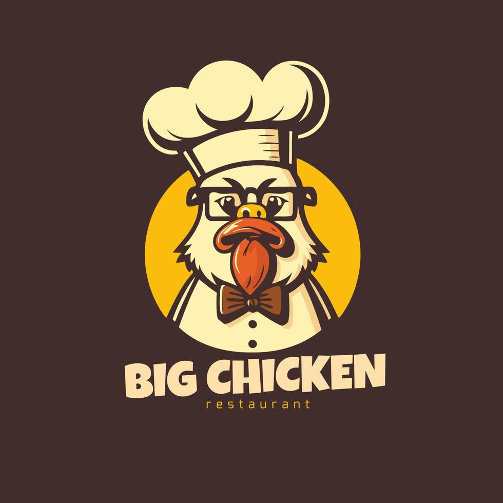 fritte pollo capocuoco portafortuna logo per cibo ristorante concetto vettore