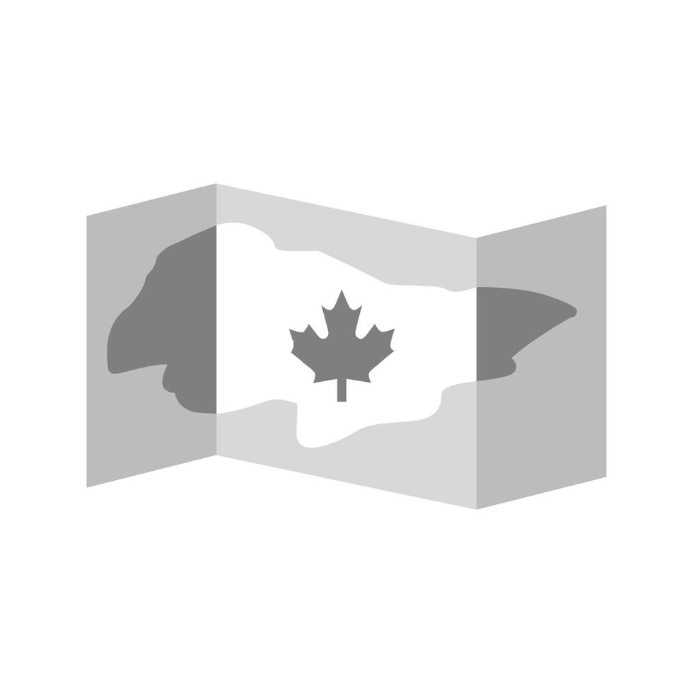 carta geografica di Canada piatto in scala di grigi icona vettore
