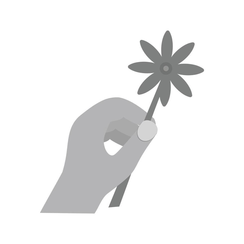 Tenere fiore piatto in scala di grigi icona vettore