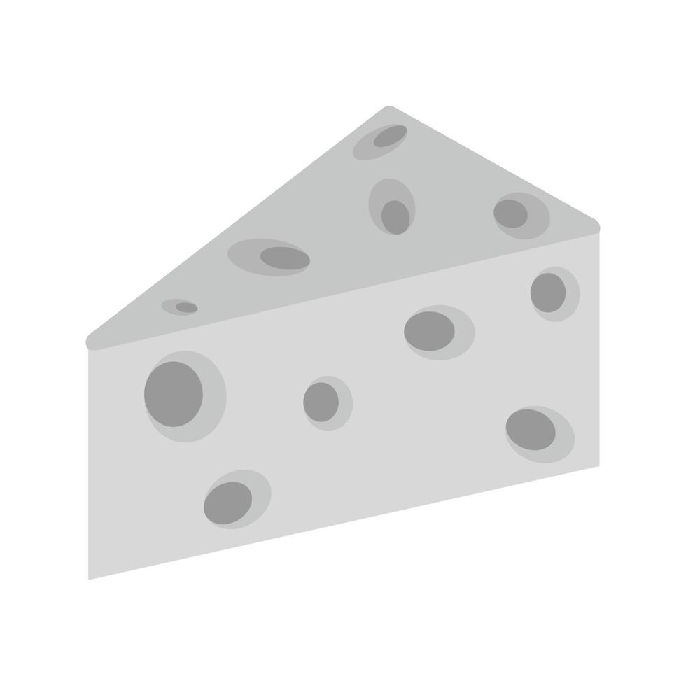 formaggio piatto in scala di grigi icona vettore