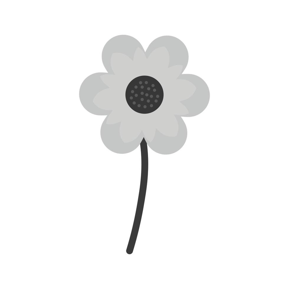 piantato fiore piatto in scala di grigi icona vettore