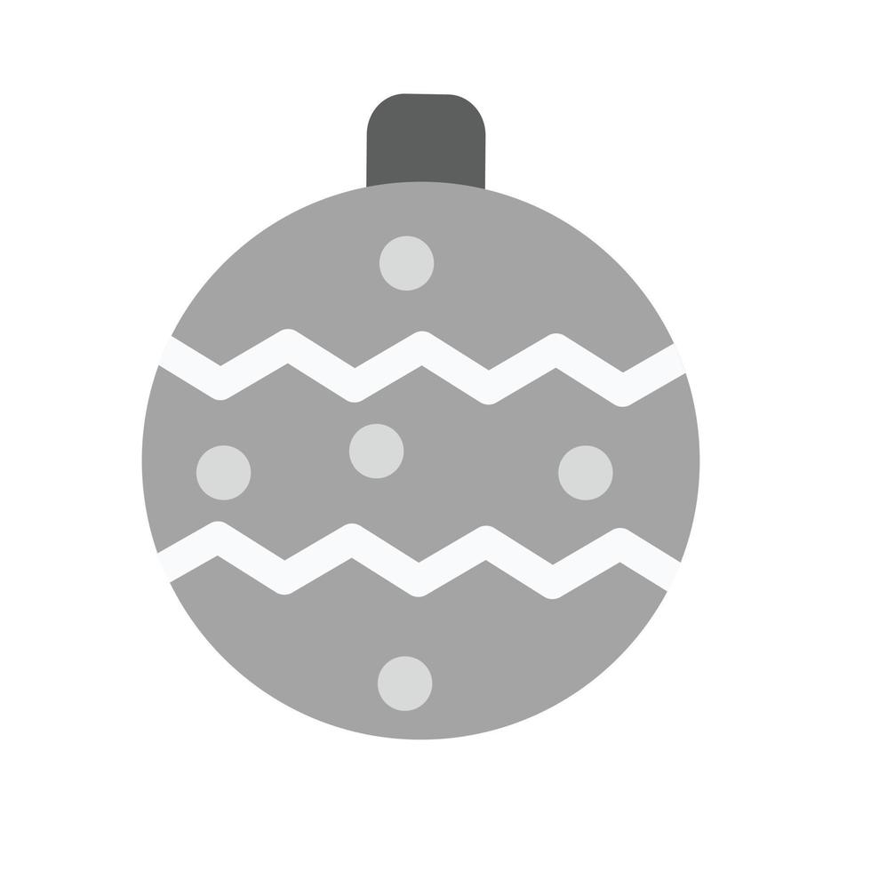 Natale palla piatto in scala di grigi icona vettore