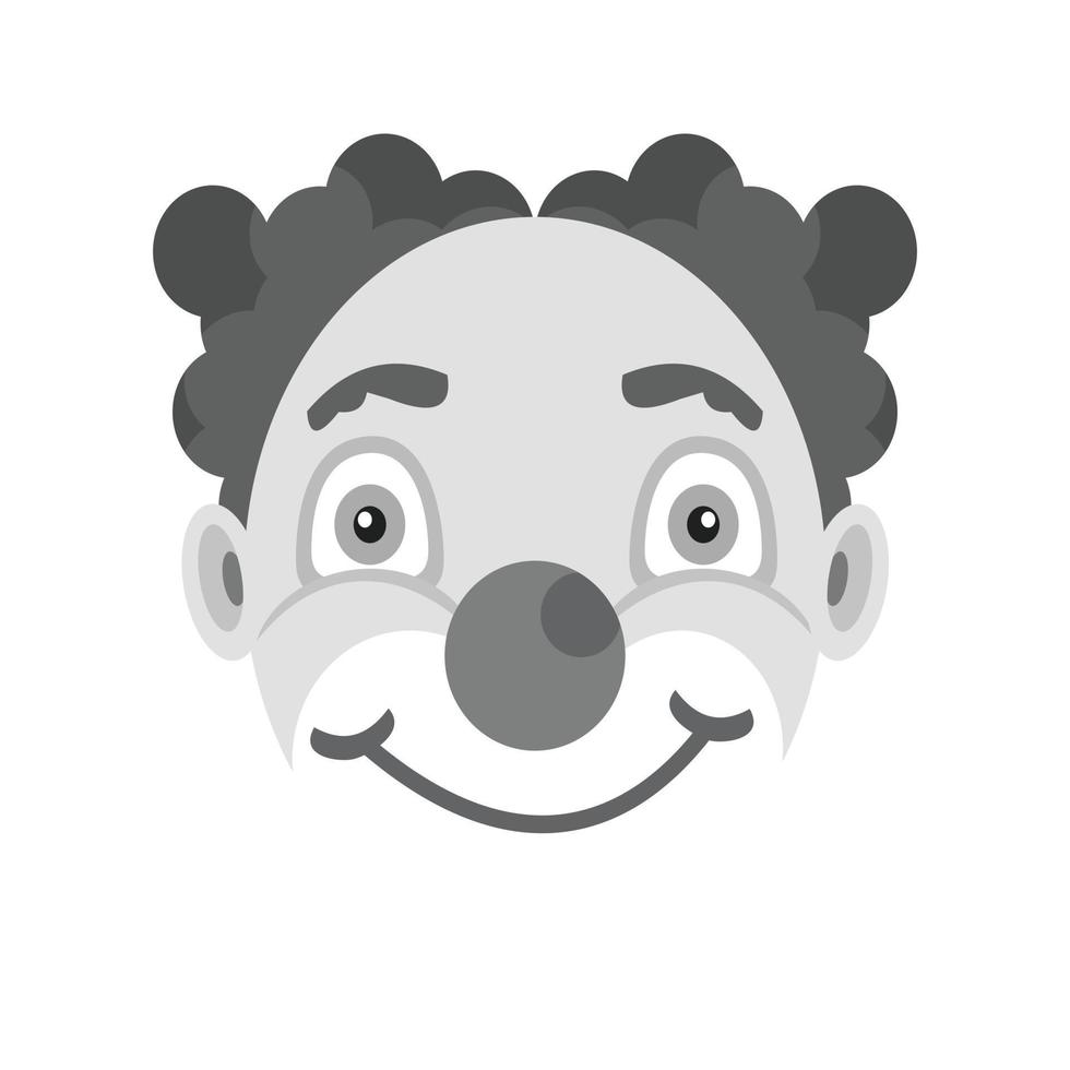 clown viso piatto in scala di grigi icona vettore