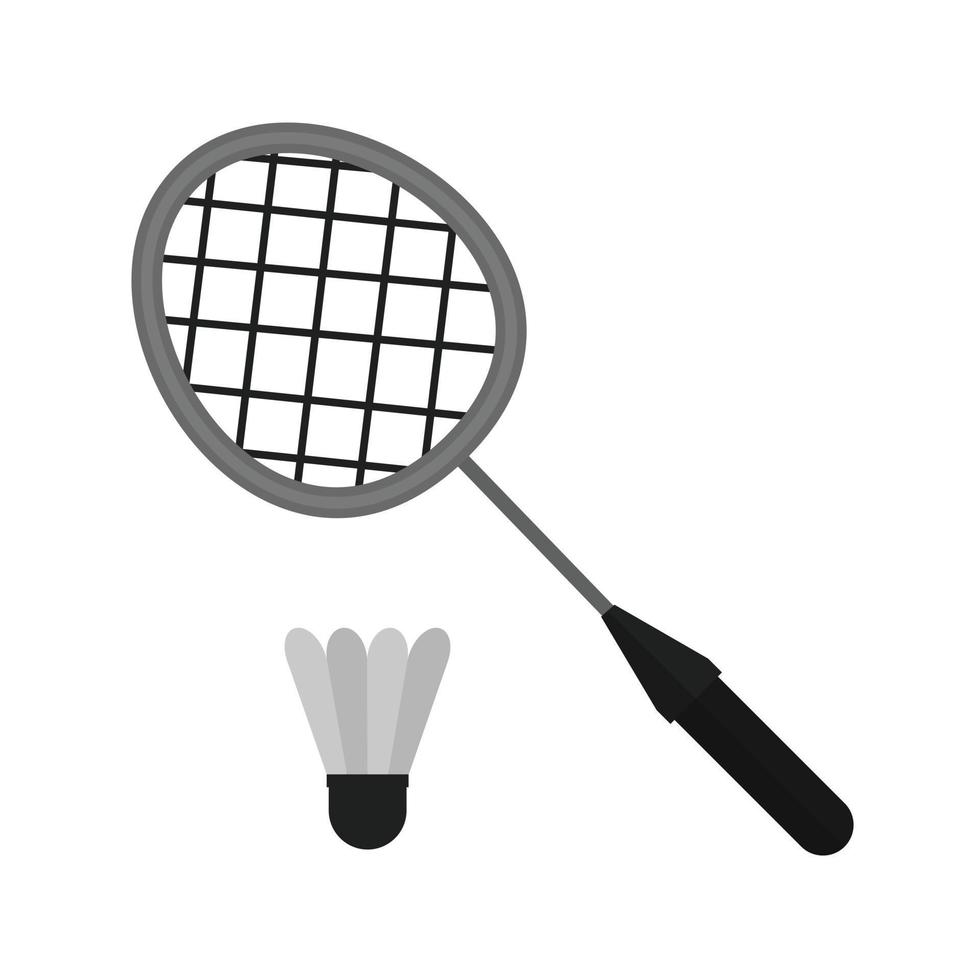 badminton piatto in scala di grigi icona vettore