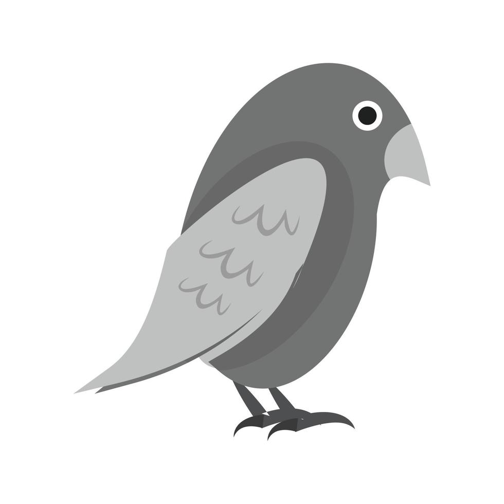 animale domestico uccello piatto in scala di grigi icona vettore