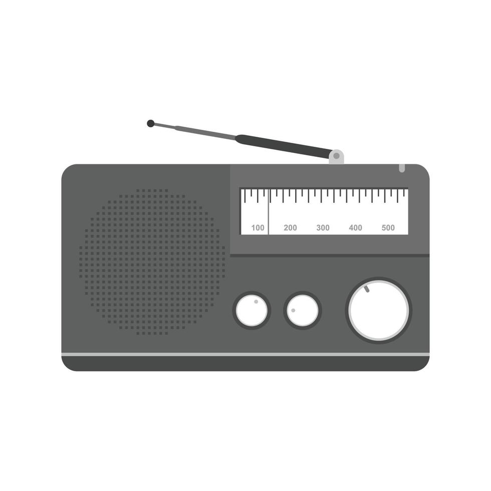 Radio piatto in scala di grigi icona vettore