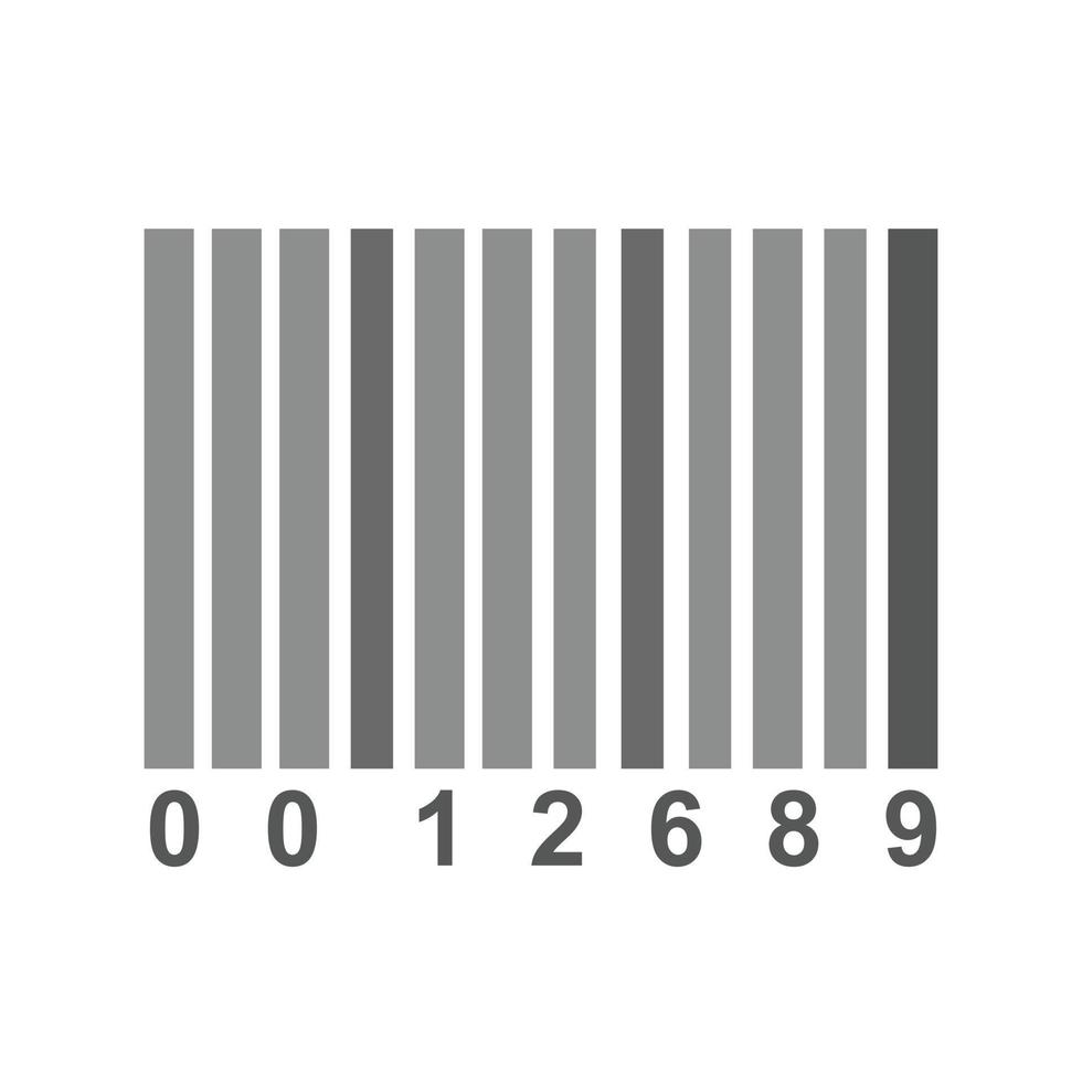 codice a barre piatto in scala di grigi icona vettore