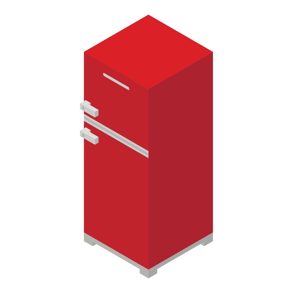 rosso frigo icona, isometrico stile vettore