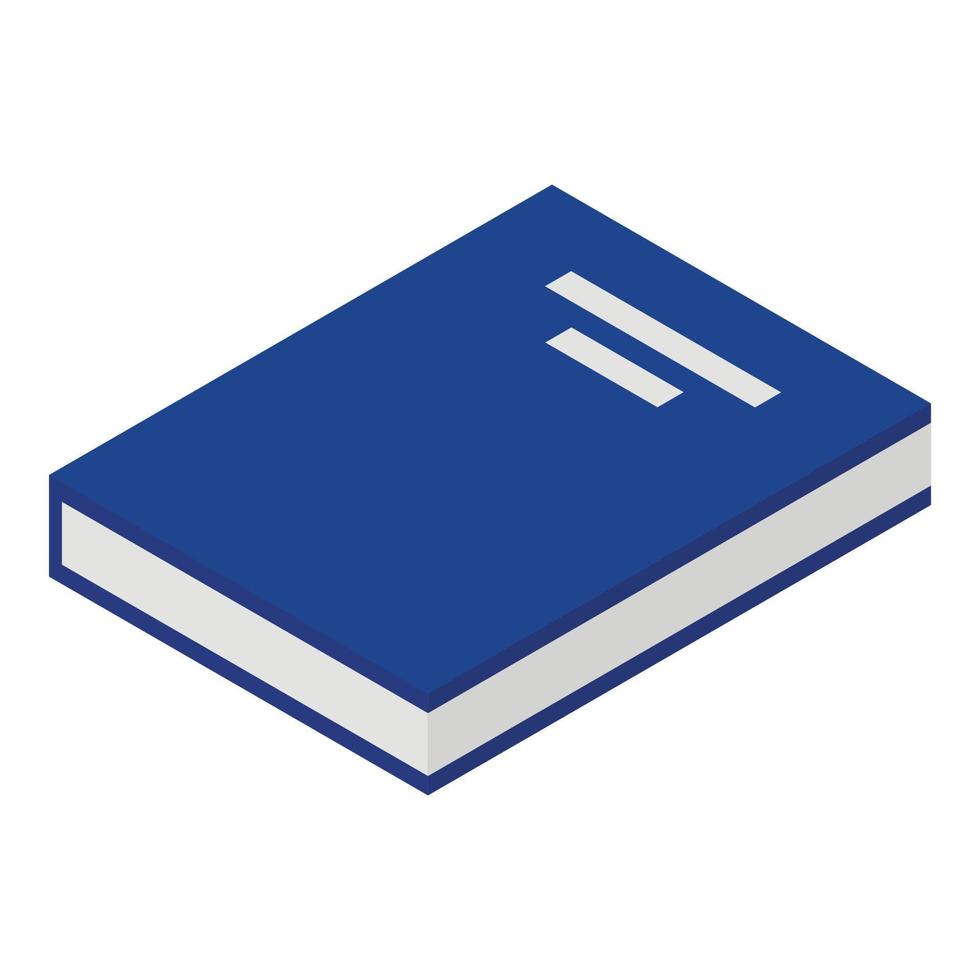 blu libro icona, isometrico stile vettore