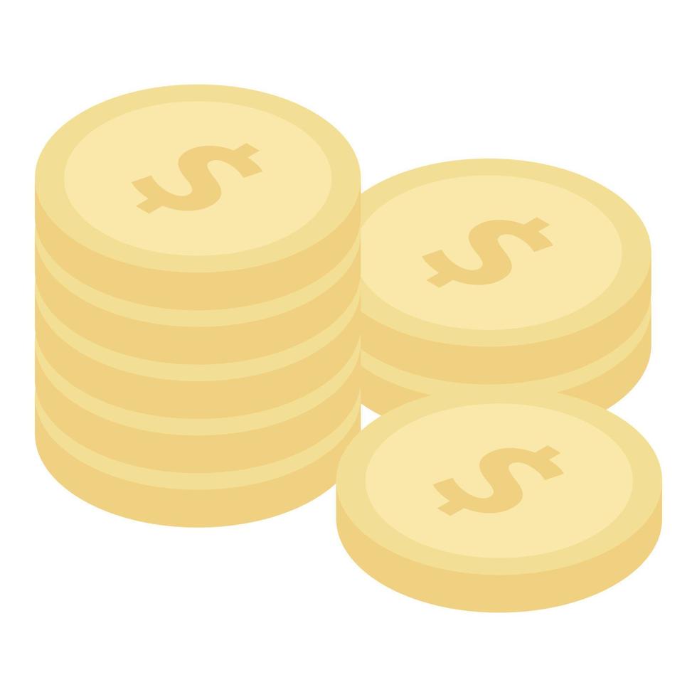 oro monete pila icona, isometrico stile vettore