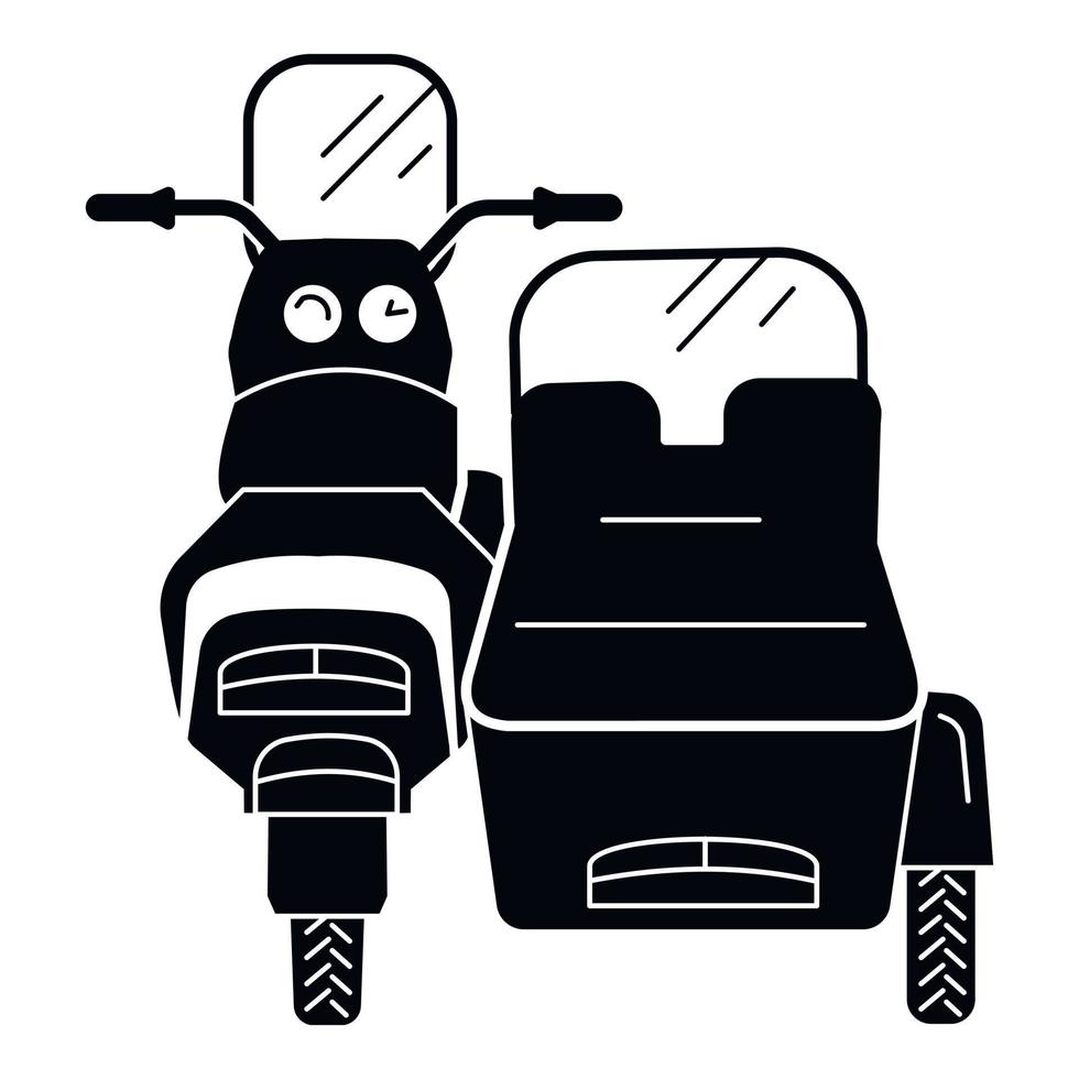 indietro di motociclo con sidecar icona, semplice stile vettore