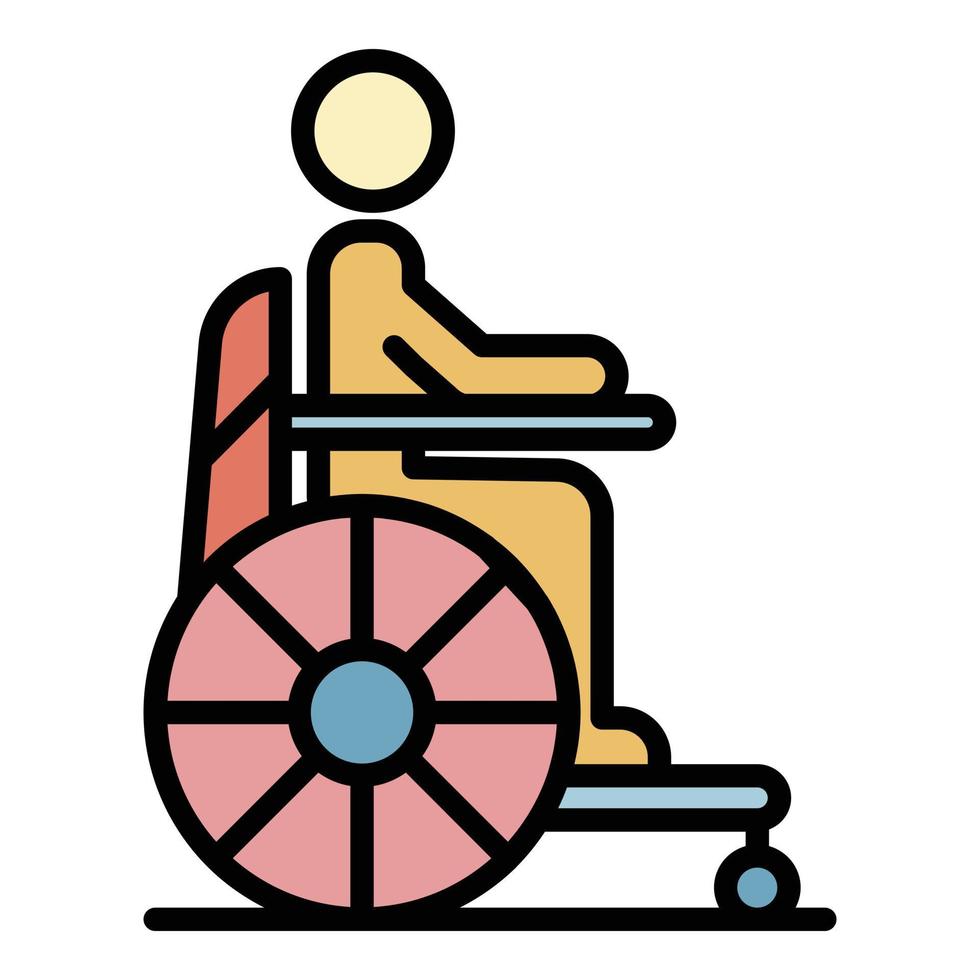 uomo sedia a rotelle icona colore schema vettore