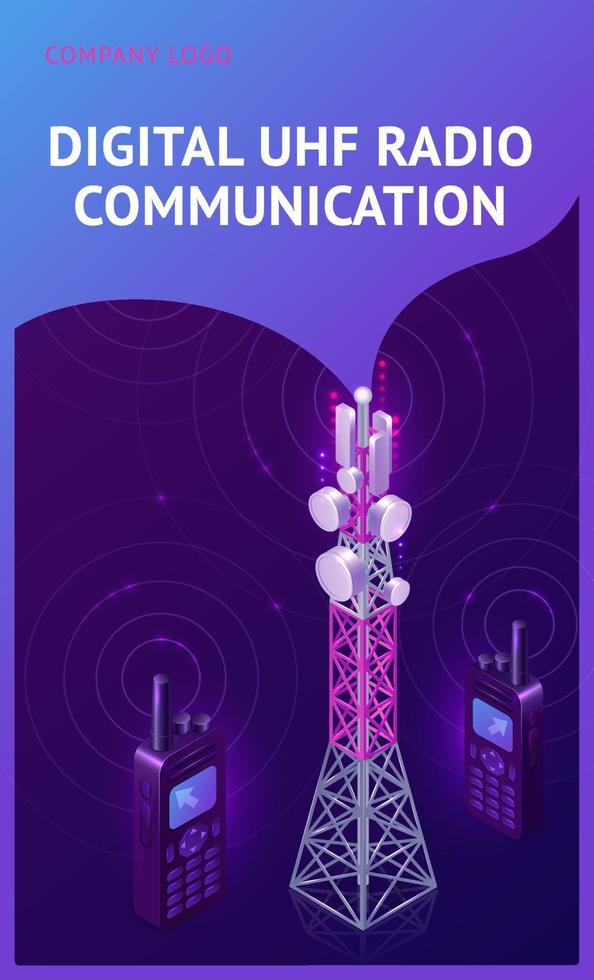 digitale uhf Radio comunicazione isometrico bandiera vettore