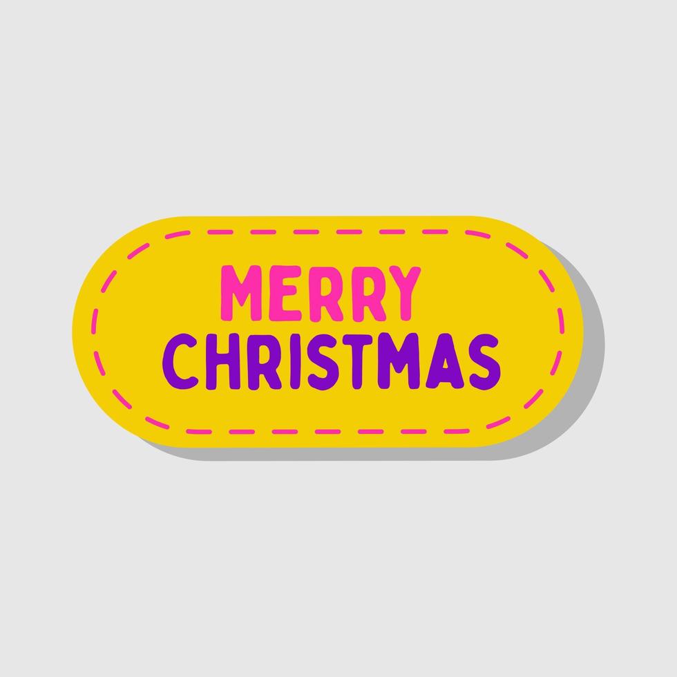 giallo etichetta con il iscrizione allegro Natale. per vacanza disegno, cartoline, confezione. vettore