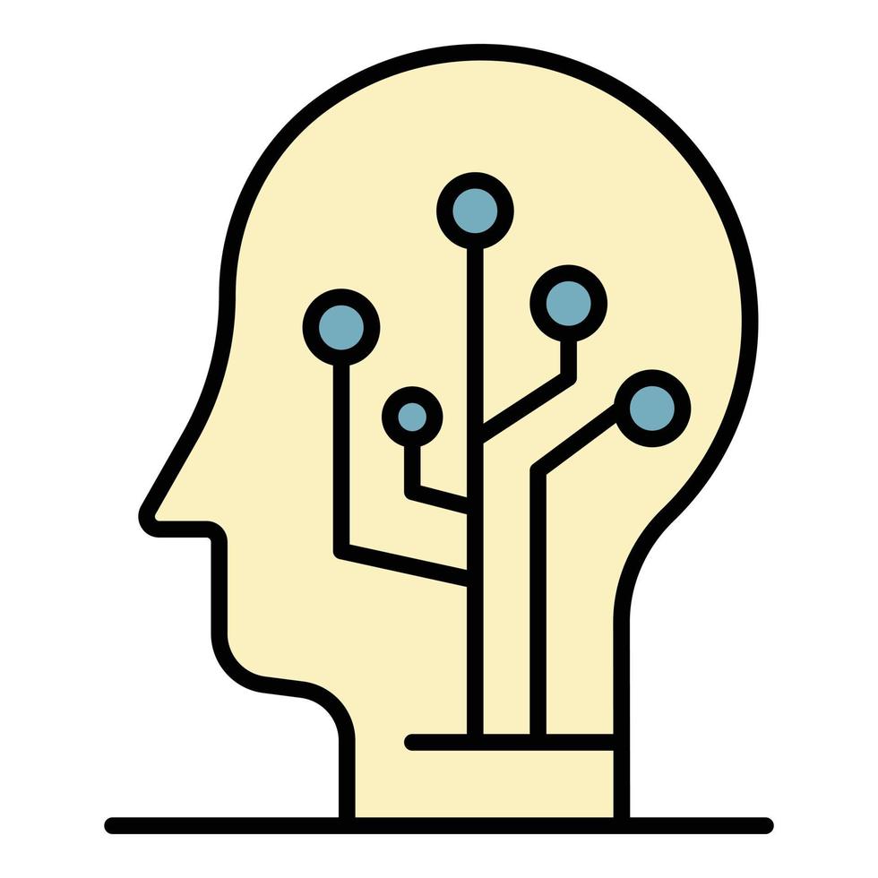 artificiale apprendimento icona colore schema vettore