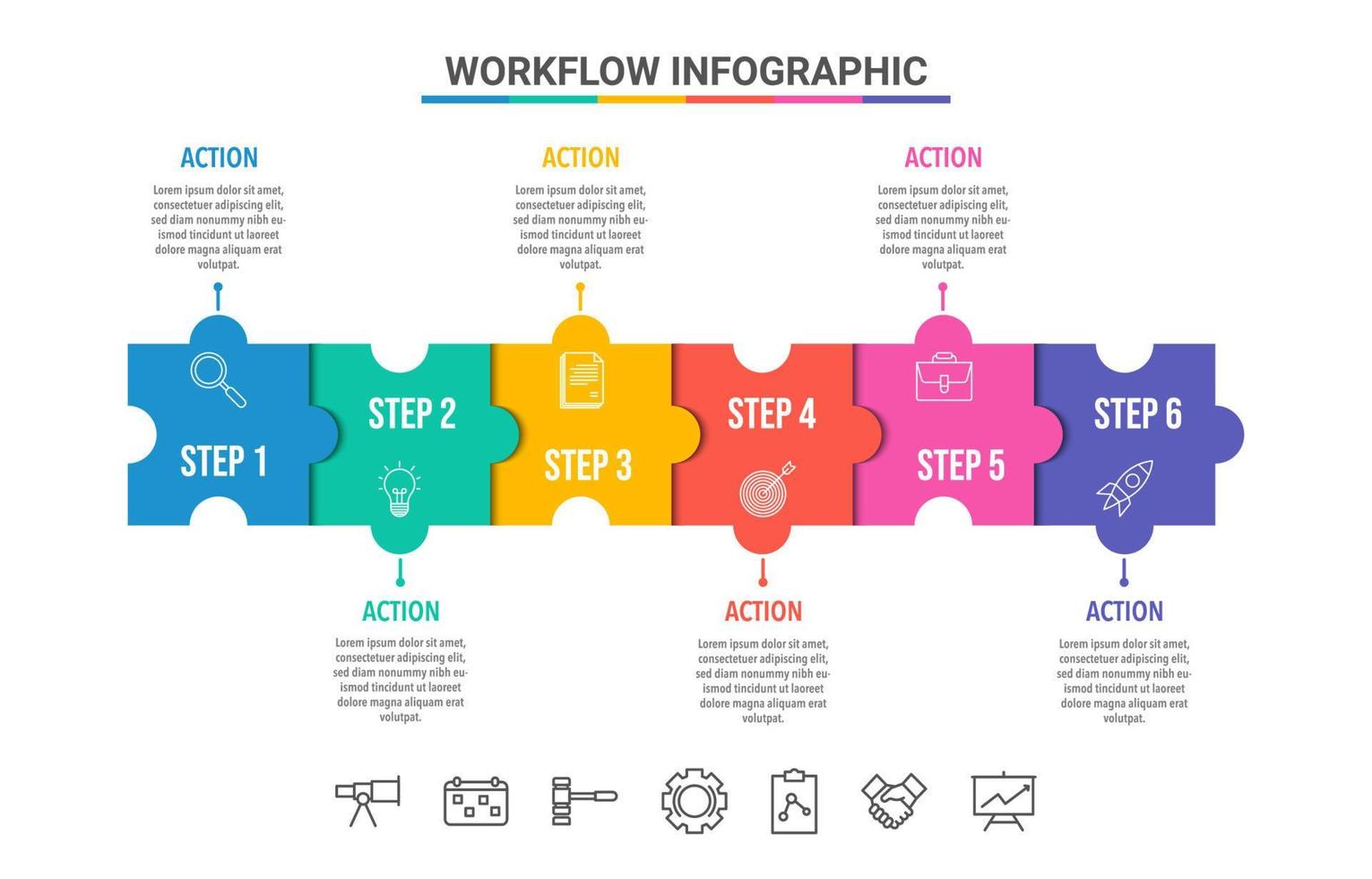 flusso di lavoro Infografica modello vettore