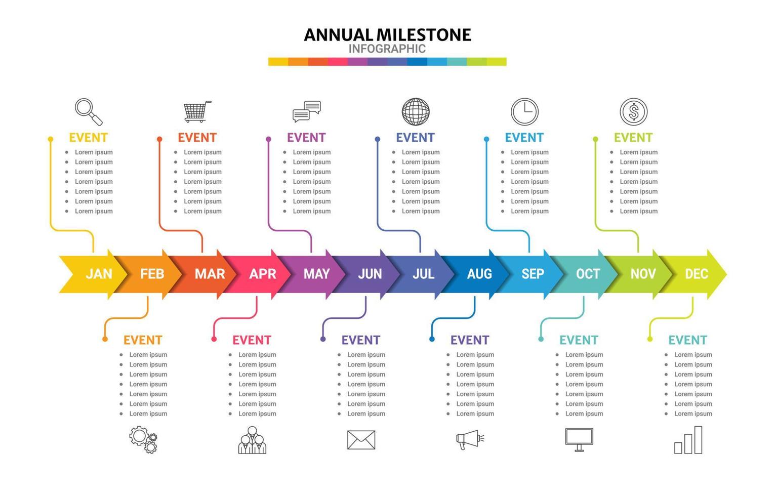 annuale pietra miliare Infografica vettore