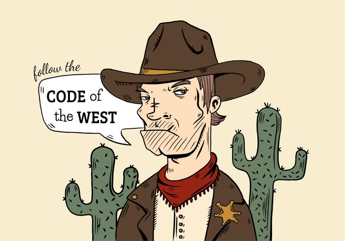 Citazione di Cowboy cattivo con Cactus e Wild West vettore