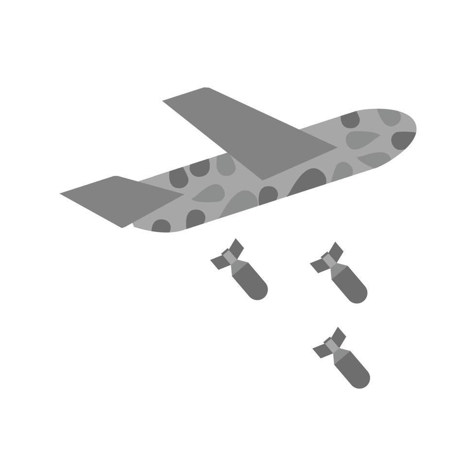 aereo lancio missili piatto in scala di grigi icona vettore