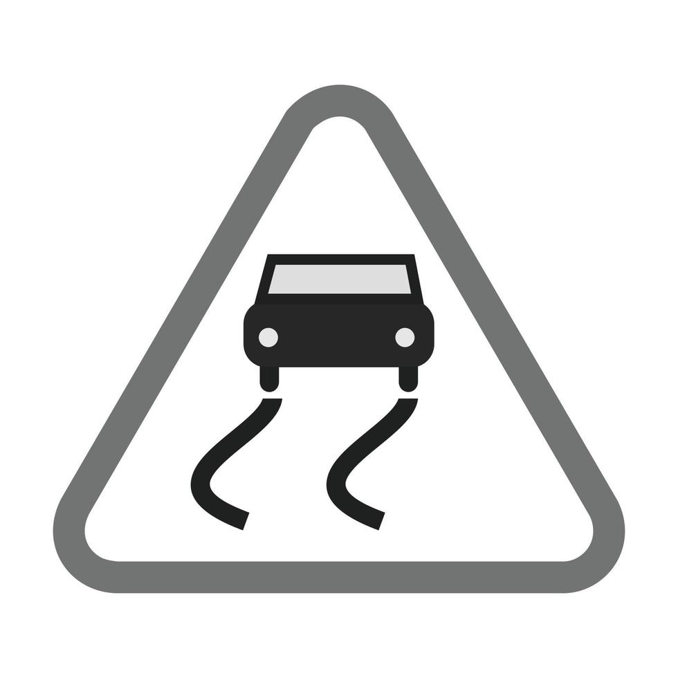 scivoloso strada piatto in scala di grigi icona vettore