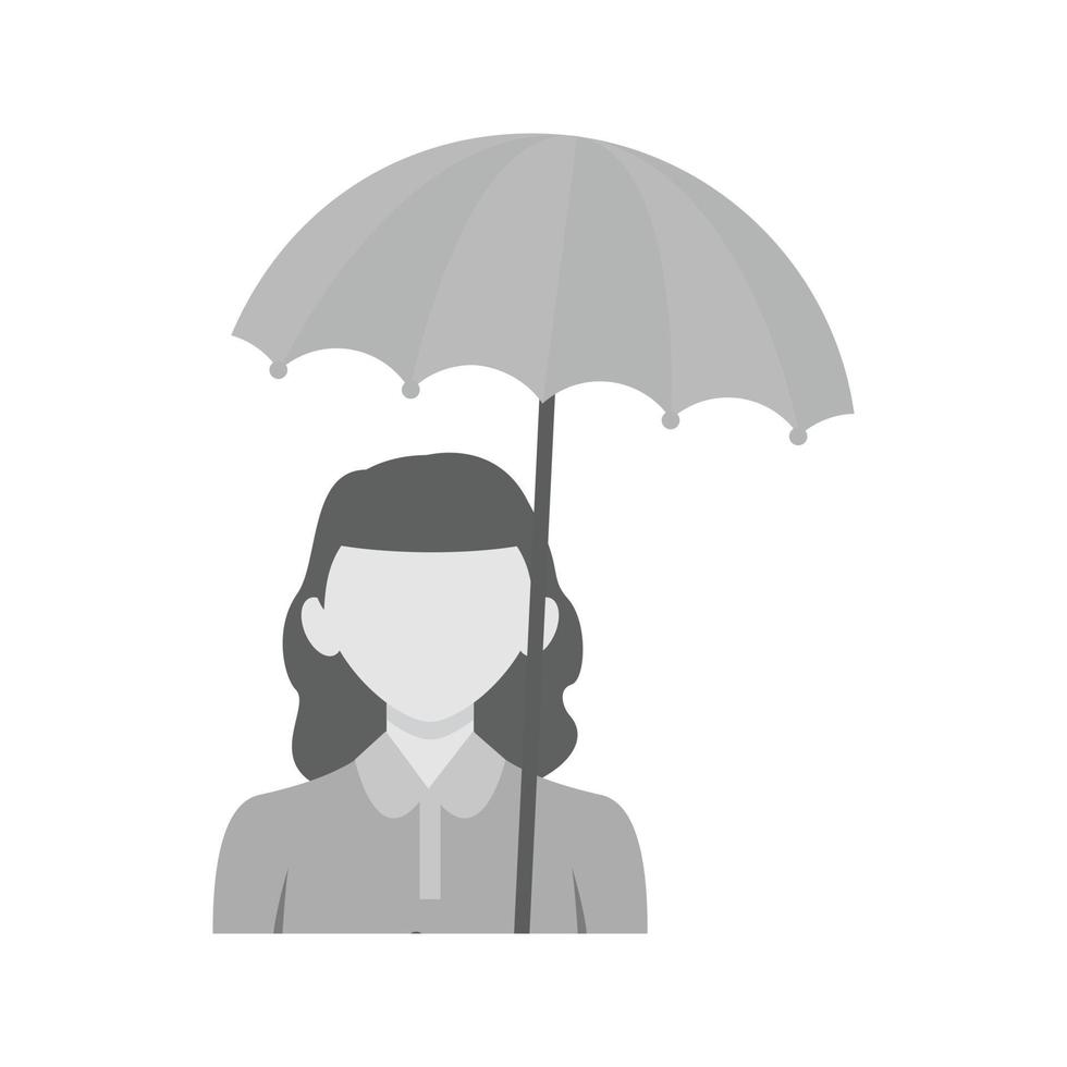 Tenere ombrello piatto in scala di grigi icona vettore