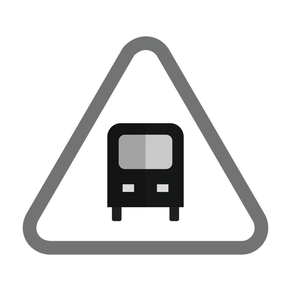 autobus fermare cartello piatto in scala di grigi icona vettore
