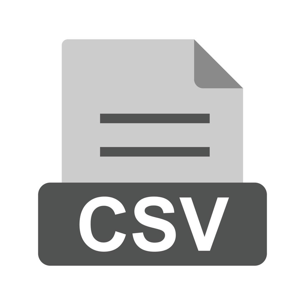 csv piatto in scala di grigi icona vettore