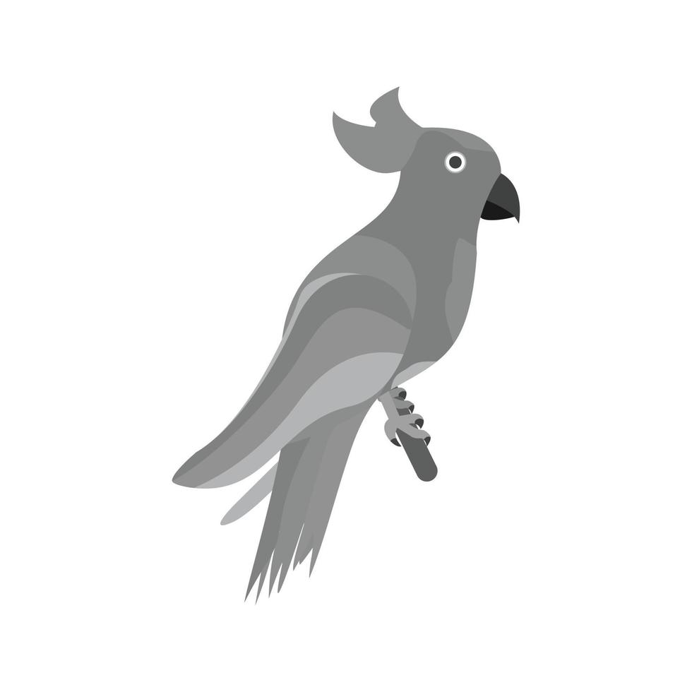pappagallo piatto in scala di grigi icona vettore