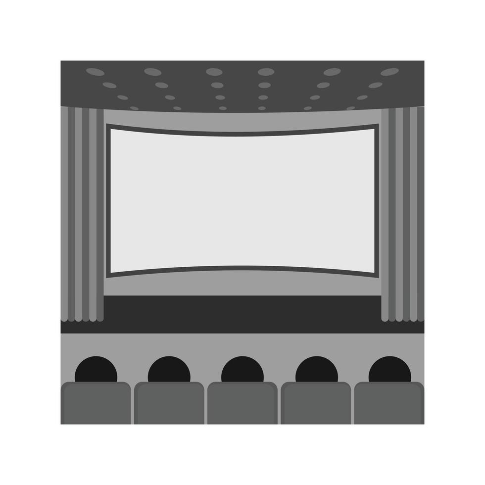 cinema piatto in scala di grigi icona vettore