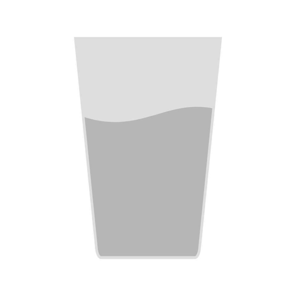 acqua bicchieri piatto in scala di grigi icona vettore