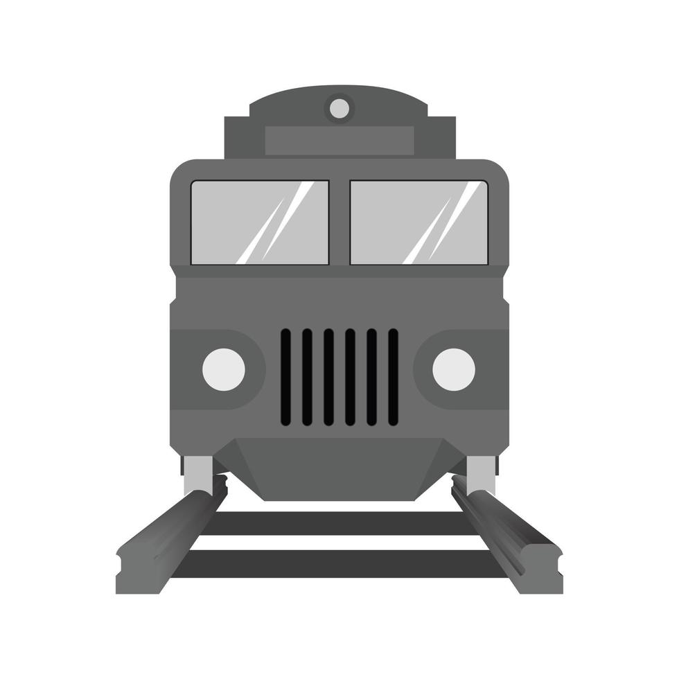 treno piatto in scala di grigi icona vettore