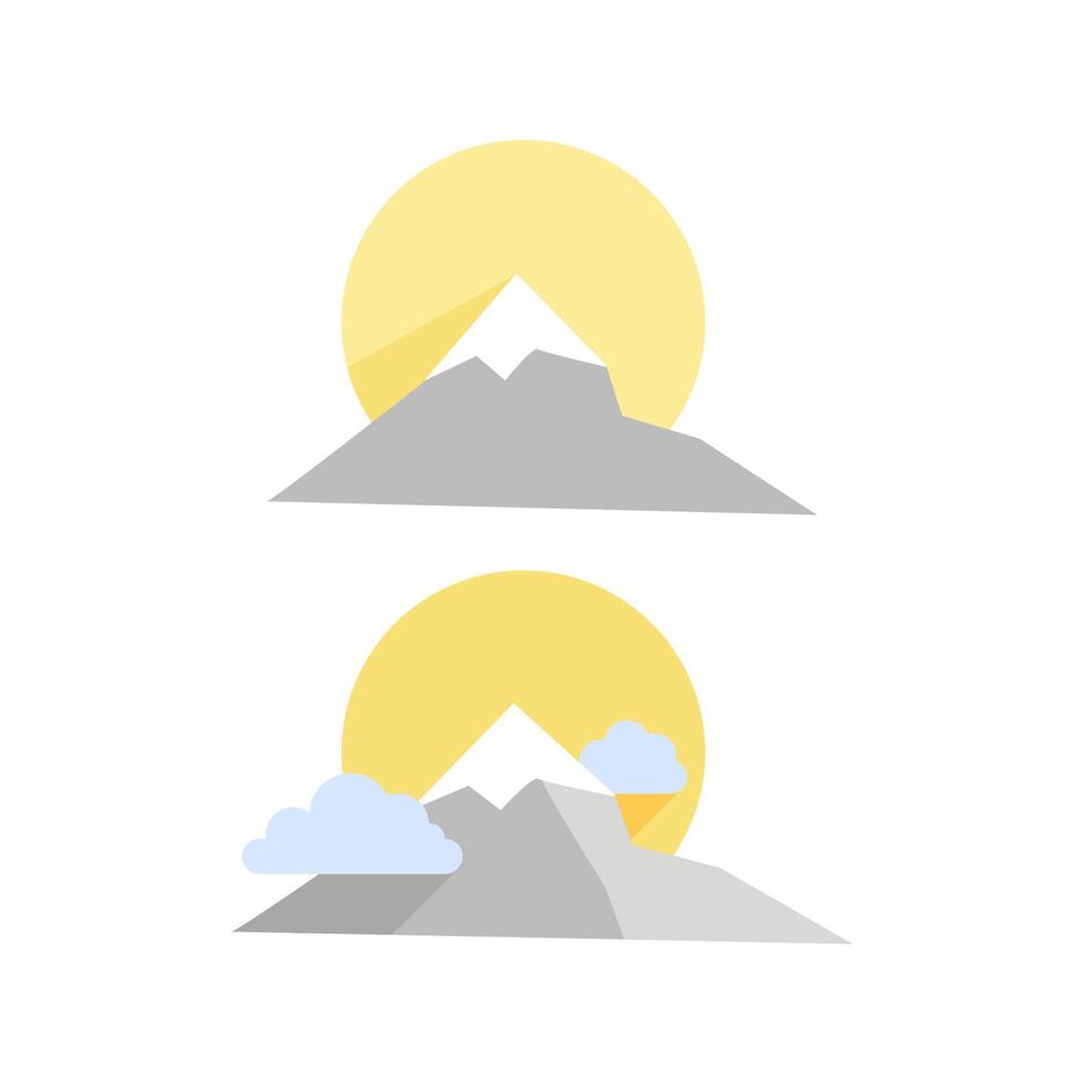impostato di loghi a partire dal grigio montagne con sole e nuvole vettore