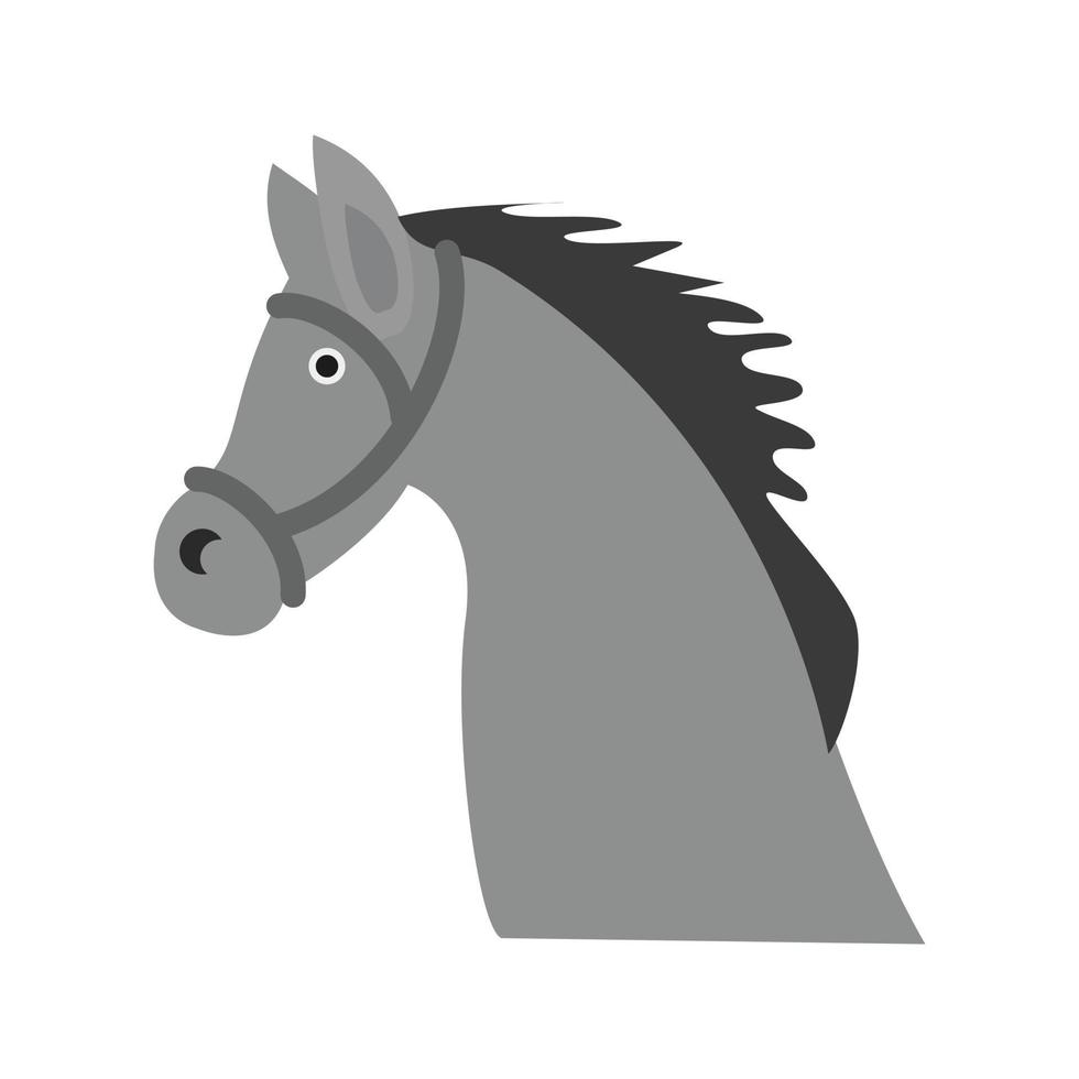 cavallo piatto in scala di grigi icona vettore