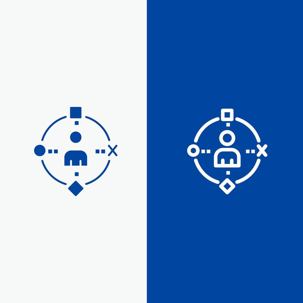 ambientale utente tecnologia Esperienza linea e glifo solido icona blu bandiera linea e glifo solido icona blu bandiera vettore