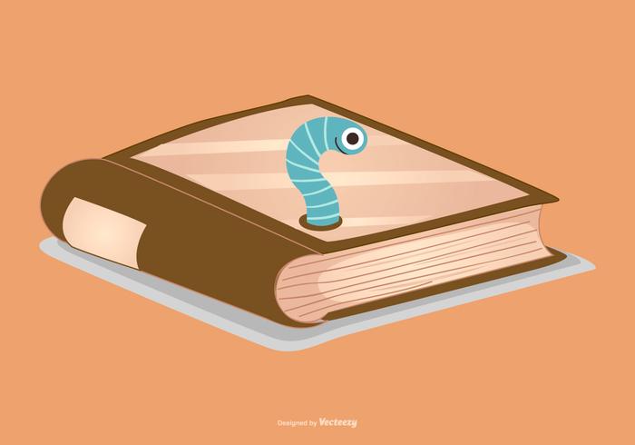 Libro carino con illustrazione di verme vettore