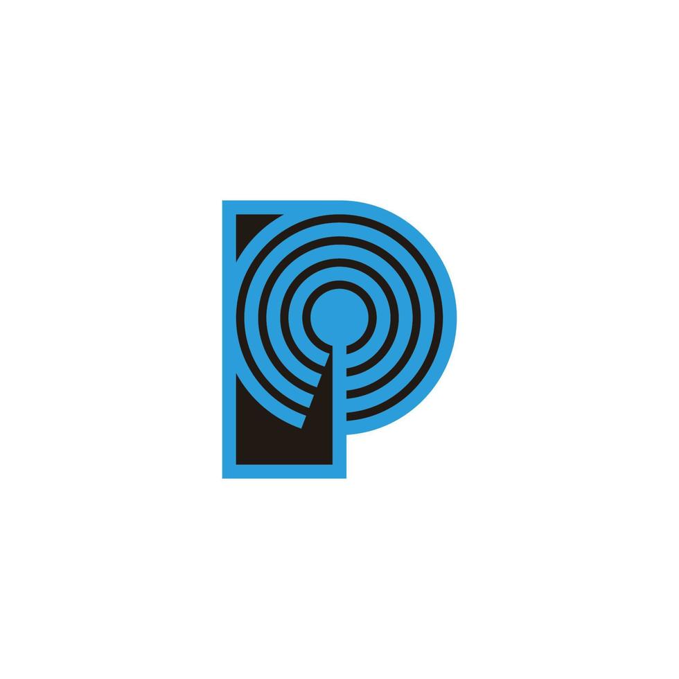 lettera p Radio segnale aereo Torre antenna simbolo logo vettore