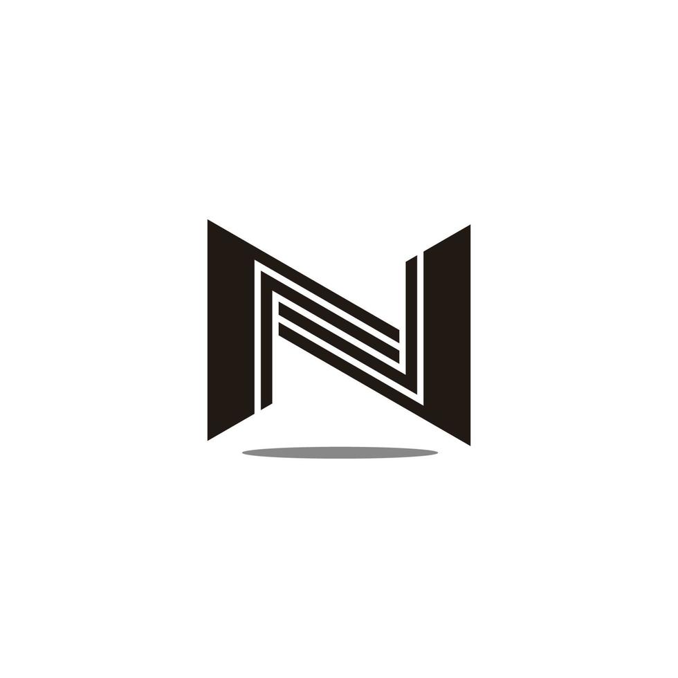 lettera n strisce 3d piatto logo vettore