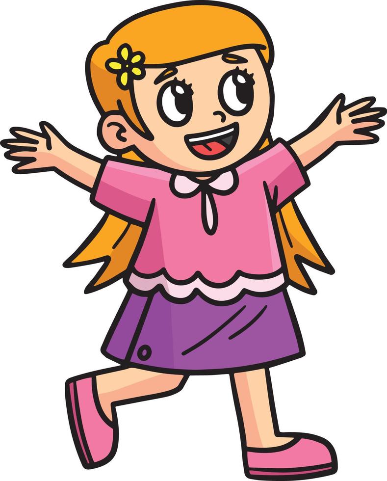 terra giorno contento ragazza cartone animato colorato clipart vettore