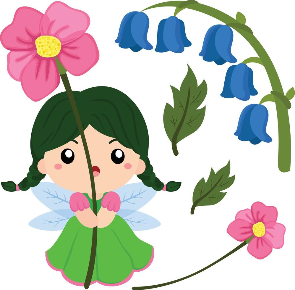 carino giardino fate fantasia illustrazione vettore clipart