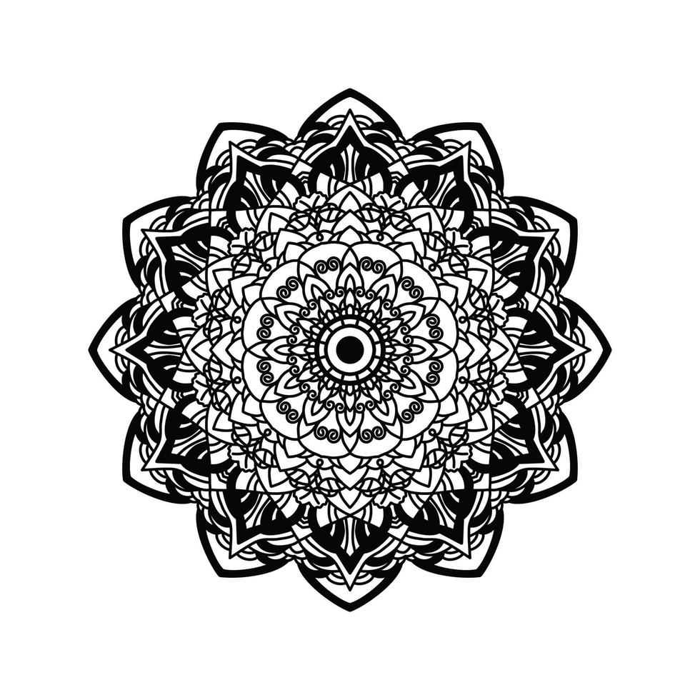 mandala nero per il design. disegno del modello circolare mandala per henné, mehndi, tatuaggio, decorazione. ornamento decorativo in stile etnico orientale. pagina del libro da colorare. vettore