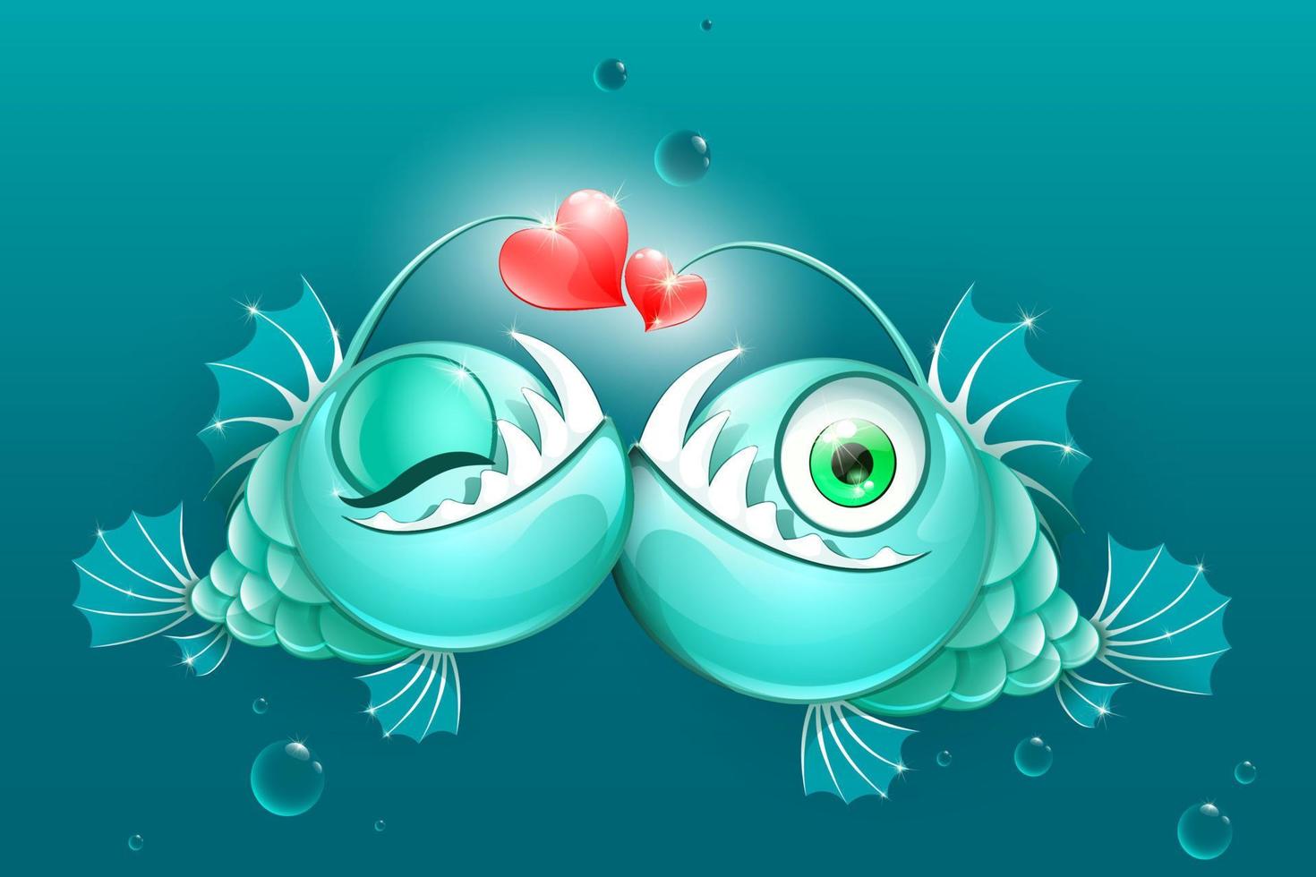 rana pescatrice coppia nel amore vettore