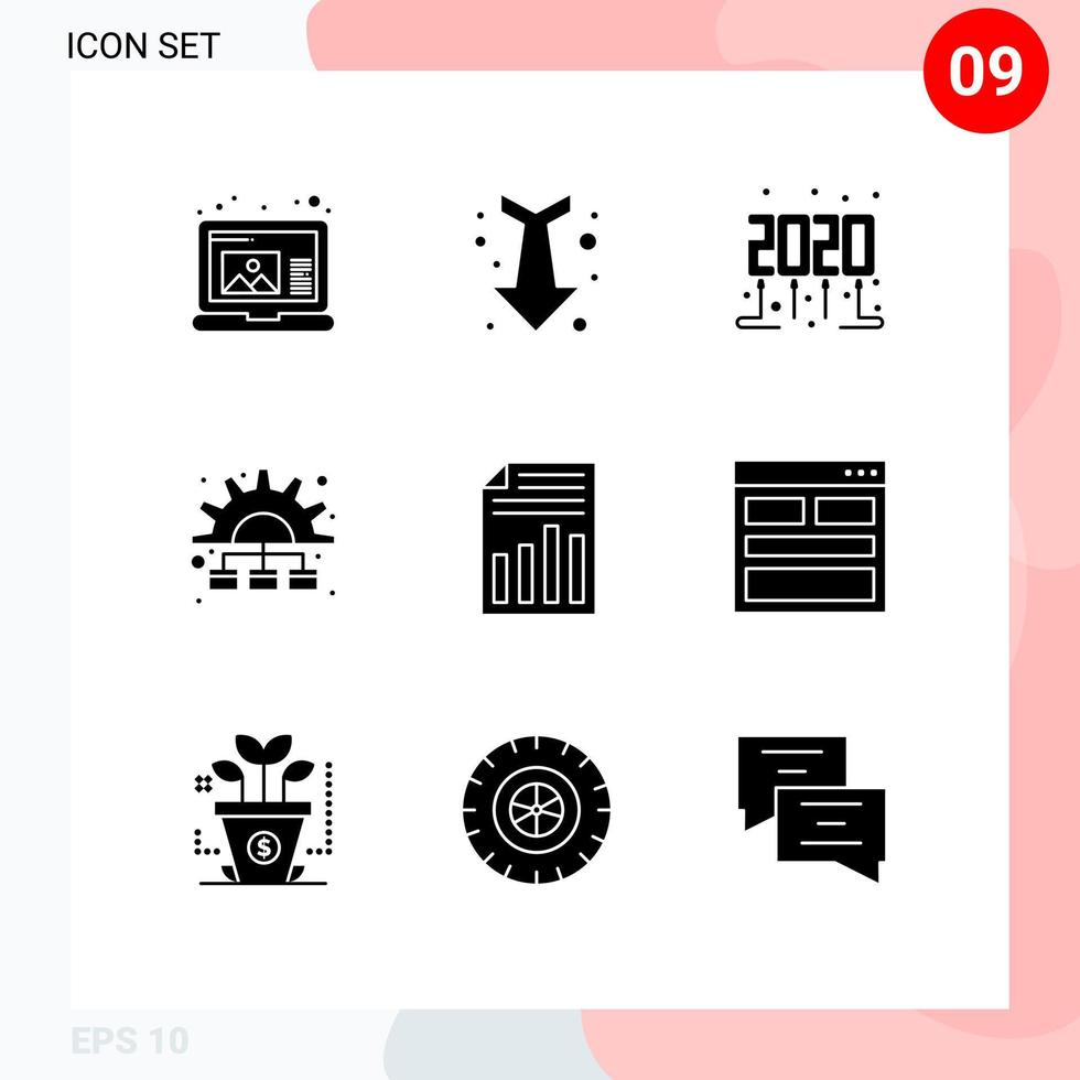9 creativo icone moderno segni e simboli di rapporto file nuovo anno documento processi modificabile vettore design elementi