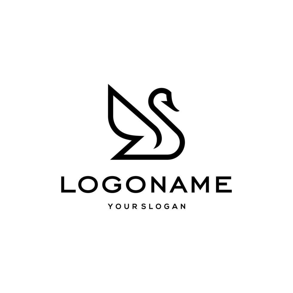 logo di cigno, icona di oca o anatra vettore di design in stile contorno di linea di lusso alla moda e astratto