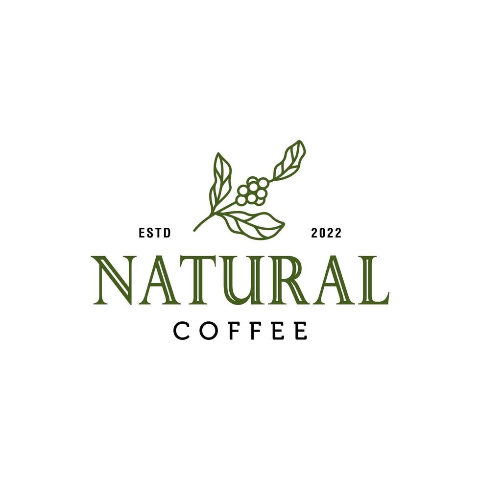 naturale caffè pianta logo. caffè fagiolo pianta ramo fricchettone minimo logo vettore con foglia semplice linea schema icona per naturale bar concetto.