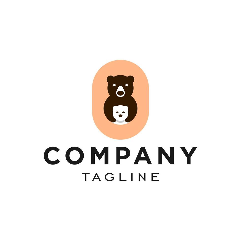 fricchettone stile carino cartone animato orso mamma e bambino orso nel di moda moderno distintivo logo icona vettore illustrazione